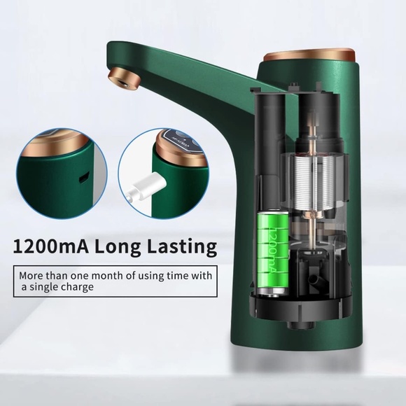 Water Jug Dispenser 2, 3, 4, or 5 gallon jug compatible, USB charge. Green colou - Picture 3 of 5